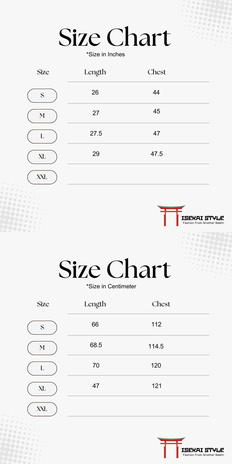 Size chart for Knight Commander Oversized Tee